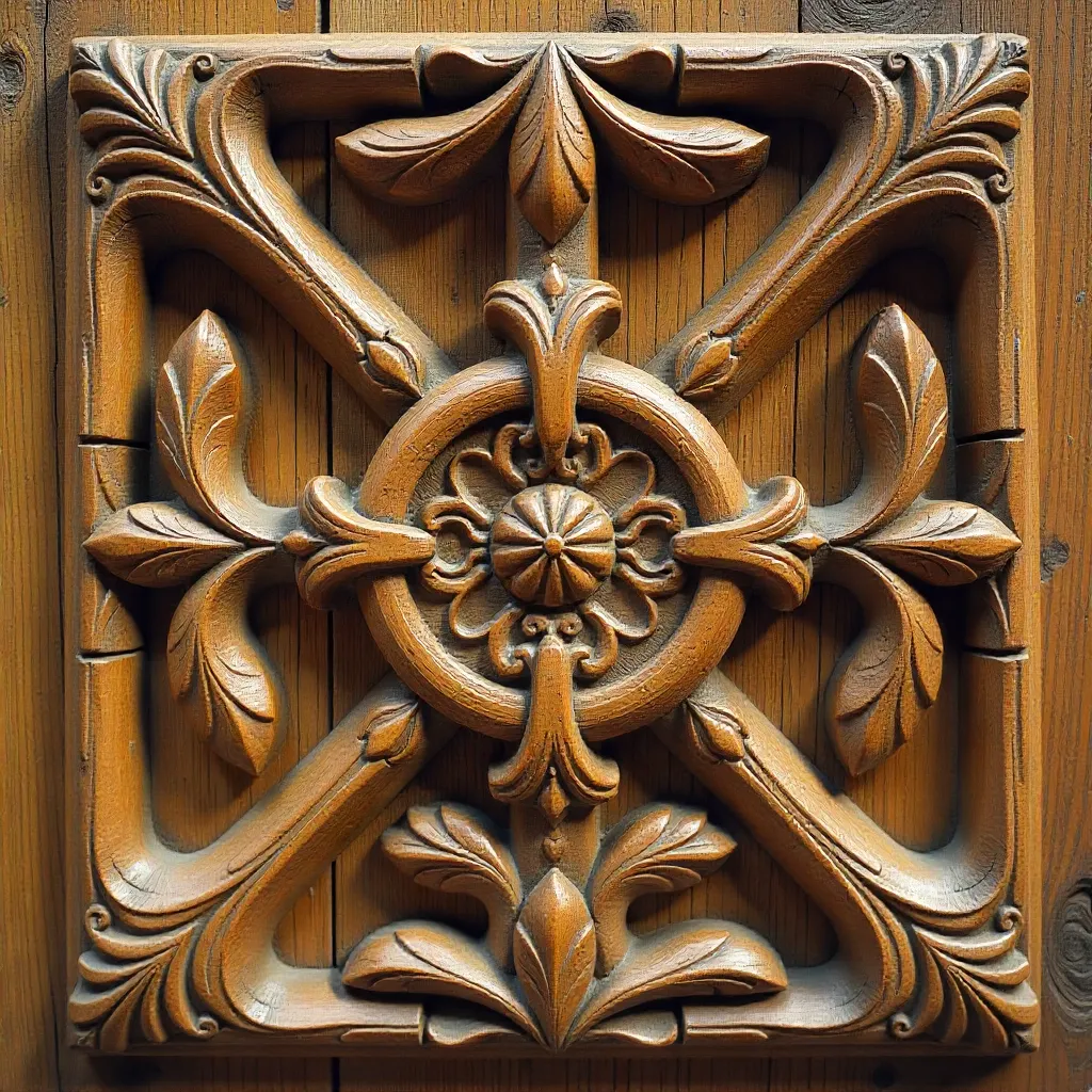 Rustic wooden carvings with natural textures